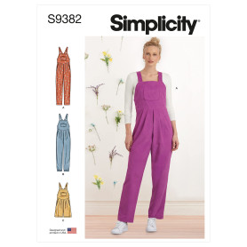 Simplicity Patron de couture S9382 Salopette pour femme avec taille surélevée et liens dans le dos