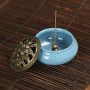 Biluer 1PCS Brûleur D'encens Encensoir à Charbon en Porcelaine avec Porte-Bâtons D'encens en Caleb