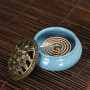 Brûleur d'encens en Céramique,Biluer 1PCS Brûleur D'encens Encensoir à Charbon en Porcelaine avec Porte-Bâtons D'encens en Caleb
