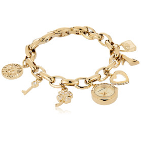 Anne Klein Montre-bracelet à breloques de qualité supérieure avec cristaux dorés pour femme