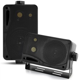 3-Way Indoor Outdoor Speaker System - 3.5 inch 200W Pair of Mini Box Ceiling Wall Mount Speakers w/ 1" Tweeter