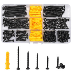 Kissral Vis à bois Cruciforme M3.5 Tête Fraisée Kit d'Outils de Réparation d'Assortiment Vis Croisées avec Cheville Plastique et