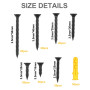 Kissral Vis à bois Cruciforme M3.5 Tête Fraisée Kit d'Outils de Réparation d'Assortiment Vis Croisées avec Cheville Plastique et