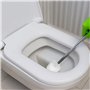 Lot de 4 brosses de toilettes ergonomiques avec manche en acier inoxydable pour salle de bain ergonomiques et durables Blanc