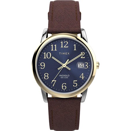 Timex Montre pour homme Easy Reader 35 mm - Bracelet en cuir marron