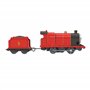 Fisher-Price Thomas et ses Amis Locomotive Motorisée James classique avec wagon de chargement, stimule le jeu et l’imagination d