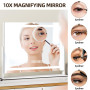 YITAHOME Miroir Maquillage Lumineux, Miroir LED Coiffeuse 3 Couleurs Dimmable avec USB Contrôle Tactile 58 x 46 cm Montage Mural