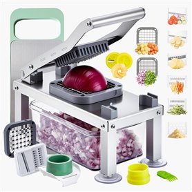 VEVOR Mandoline Cuisine Hachoir à Légumes Coupe Légumes Tout-en-un avec 9 Lames en Acier Inoxydable et Récipient