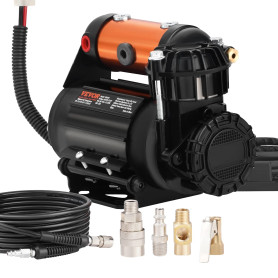 VEVOR Compresseur à Air 12 V 10 bar Gonfleur Pneu Voiture Portable 100 L/min Protection Thermique Pompe à Air Câble Alimentation