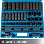 VEVOR Jeu de Douilles à Choc 1/2" 43PCs, 6 Pans en Acier Allié CR-V, Douilles à Impact Métriques Standard/Profonds 9-30 mm, avec