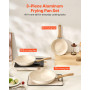 VEVOR Poêle en Aluminium Lot de 3PCs 20/24/28 cm, Sauteuse en Céramique Antiadhésive avec Poignée Résistante à la Chaleur, Usten