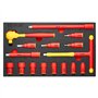 VEVOR Coffret de Douilles Isolées 16PCs, Ensemble d'Outils Isolés pour Électriciens 1000 V, avec Douilles, Clé à Poignée en T, C