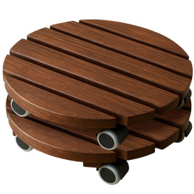 Homingrove Porte Plante a roulettes 2X 30 cm – Support de Pot de Fleurs à roulettes FSC
