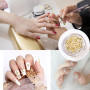 12 feuilles 3D autocollants d'art d'ongle auto-adhésifs or argent courbe bande ligne décalque d'ongle perle boule en acier décor