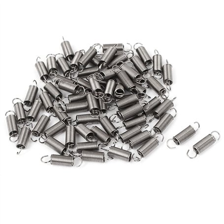 sourcing map 0.4mmx3x12mm 304 Inoxydable Acier Double Crochet Petit Tension Ressort 66pcs