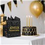 Sac Cadeau Anniversaire Noir Or avec 2 Feuilles Papiers de Soie Pochette Cadeau Joyeux Anniversaire