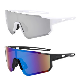 2 Lunettes de Soleil de Sport Lunette Velo Homme Lunettes de Cyclisme Polarisées Protection UV400 pour Lunette Running