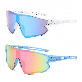 2PCS Lunettes Velo Lunette Soleil de Sport de Plein Air Lunettes de Cyclisme Polarisées Unisexes Coupe-Vent Et Anti-Sable Adapté