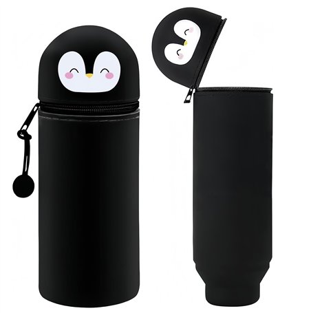 éTui à Stylo en Silicone Pingouin Jolie Trousse à Crayons éTui en Silicone Souple pour Stylo Trousse à Crayons en Souple 2 en 1