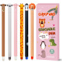 YNOUYRS Trousse Ecole 2 en1 en Silicone Souple-Set thème animalier stylos à encre gel effaçables
