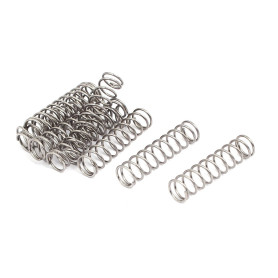 sourcing map Ressort de Compression 0.6mmx6mmx25mm 304 Acier Inoxydable Argenté 10pcs