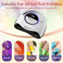 DMJWAN Lampe UV Pour Ongles en Gel, Lampe UV Professionnelle Pour Ongles 300W avec 72 LED, Capteur Automatique, 4 Minuteries