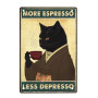 KAIYAYA Affiche Vintage Chat de Café