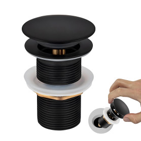 KAIYAYA Bonde de Lavabo sans Trop Plein Pop Up bonde Lavabo Salle de Bain Bonde de Vidange Noir avec Panier à Crépine Universell