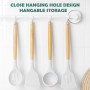 KAIYAYA Ustensiles de Cuisine Silicone 12 Pièces Lot Ustensile Cuisine avec Poignée en Bois Ustensiles Cuisine Antiadhésive Sans