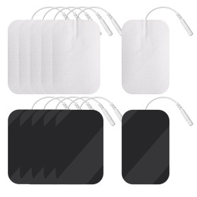 Lot de 10 électrodes TENS - 6 x 9 cm - Réutilisables - Pour soulager les muscles - Connecteur 2 mm