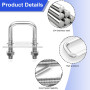6 Pièces Boulon En U M8 Bride de Fixation Boulons En U Carrés Boulons En Forme De U Aavec 8 Écrous Et 4 Plaque De Cadre M8 65mm 