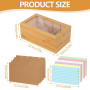 Boîte à fiches A7 en bois avec couvercle - 25,4 x 15 x 10 cm - Boîte de vocabulaire avec 300 cartes - Boîte à fiches pour vocabu