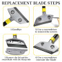 Grattoir Plaque Vitrocéramique, Scraper avec Fonction Knock-Out Grattoir Vitre avec 10 Lames Racloir Plancha pour Carrelage Papi