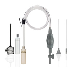 Nettoyeur d'aquarium avec double tube et filet de pêche