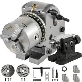 Mophorn Tête de Division 4pouces/100mm Tête d'indexation Tête Division Pour Fraiseuse Table Rotation BS-0