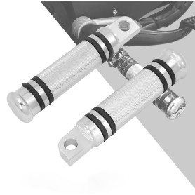 HDBUBALUS 1 paire de repose-pieds en aluminium CNC argenté pour moto Harley style mâle.
