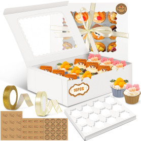 POWZOO Lot de 16 Boîtes à Cupcakes