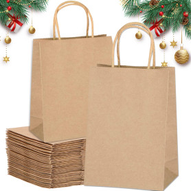 MULEVIP Sac Kraft avec Poignée (27x21x11cm) - 40 Sachets pour Noël