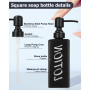 Cexovo Distributeur Savon Liquide 2 Pièces Distributeur de Savon en Verre Noir Mat de 350 ML Distributeur Savon Douche Noir avec