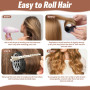 52 Pièces Bigoudis Cheveux Set,30 Rouleaux Cheveux Chauffant Heatless Curling avec 5 Tailles 60mm 48mm 36mm 25mm 15mm avec 20 Pi