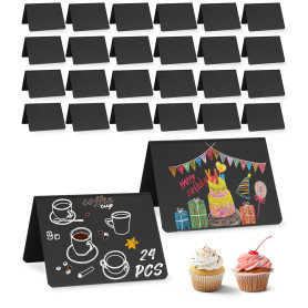 Hixava Mini Tableau Noir 24 Pièces Panneau D'affichage Forme de V Petit Tableau Noir Petite Ardoise 10 × 7