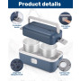 Zhufas Gamelle Chauffante Electrique,200w Boîte à déjeuner électrique, 1,2L Acier Inox Lunch Box Chauffante, Boite Chauffante Re