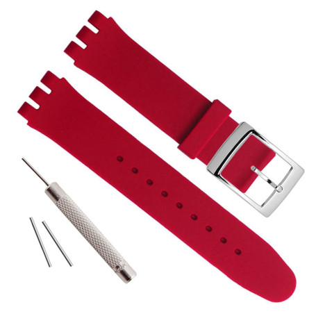 Bracelet de montre en caoutchouc de silicone hypoallergénique imperméable avec boucle en acier inoxydable