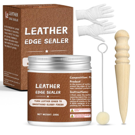 INNOVAYOU Kit de scellage pour bords de cuir 200 g - Gomme de polissage pour bords lisses et brillants - Augmente la résistance