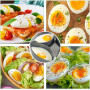 SIXHAOBU Pocher à œufs Egg Boiler, support de cuiseur à œufs, cuiseur à œufs combiné, cuiseur à œufs 2 en 1, Cuiseur à œufs 4 œu