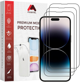 Mobitel Lot de 3 films protecteurs d'écran à couverture complète pour iPhone 14 Pro Max