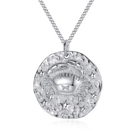 VIKI LYNN Collier Pendentif Argent de 12 Signes du Zodiaque Astrologique Cancer en Argent Fin 925 Idée Cadeau Bijoux Fantaisie S