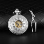 MICGIGI - Montre de poche unisexe à remontage manuel, montre gousset analogique à double remontage manuel avec chaîne, Classique