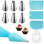 Aruicheng Lot de 11 poches à douille avec douilles réutilisables - 6 douilles en acier inoxydable - Accessoires de gâteau - Pour