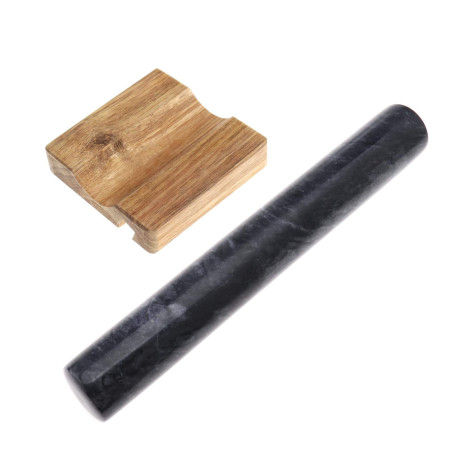 YINETTECH Rouleau à Pâtisserie en Marbre Poli avec Berceau en Bois pour Téléphone Portable